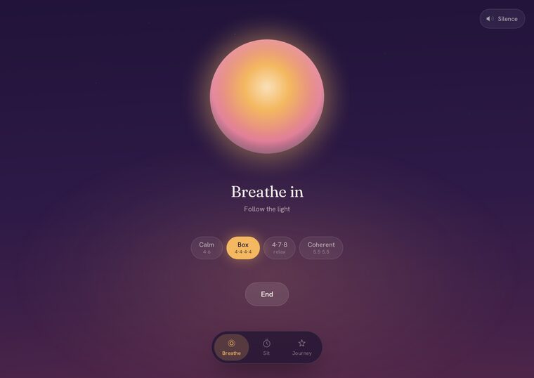 Gloaming — a glowing breathing orb on a dusk gradient